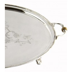 vassoio ovale in argento sheffield con due manici   foto 2