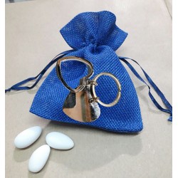 Bomboniere porta chiavi cuore sacchetto blu