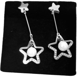 orecchini in acciaio con stella e brillanti