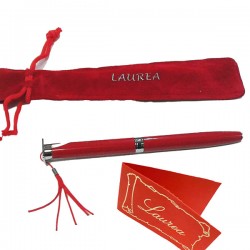penna biro colore rosso con astuccio per bomboniere di laurea  foto 1